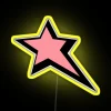 Vibrant Neon Star Sign with Pink and Black Graphic Accents