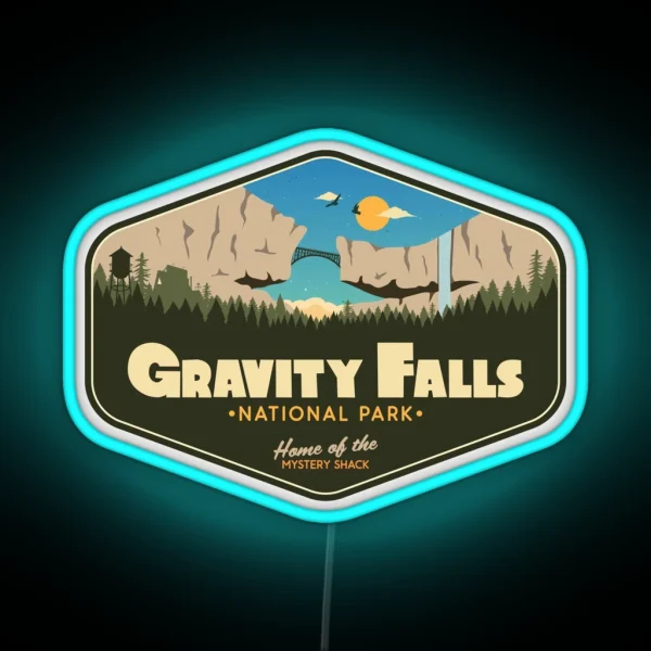 Gravity Falls National Park Home Of The Mystery Shack RGB Neon Sign