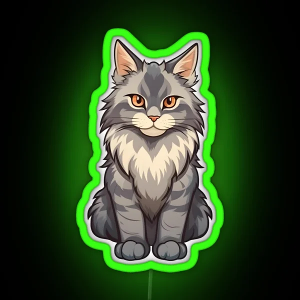 Gray Maine Coon Cat RGB Neon Sign