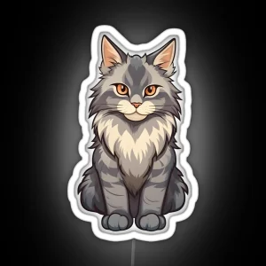 Gray Maine Coon Cat RGB Neon Sign