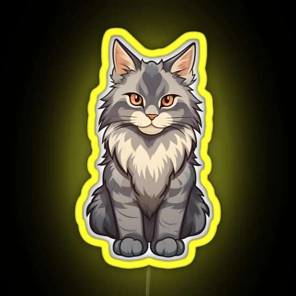 Gray Maine Coon Cat RGB Neon Sign