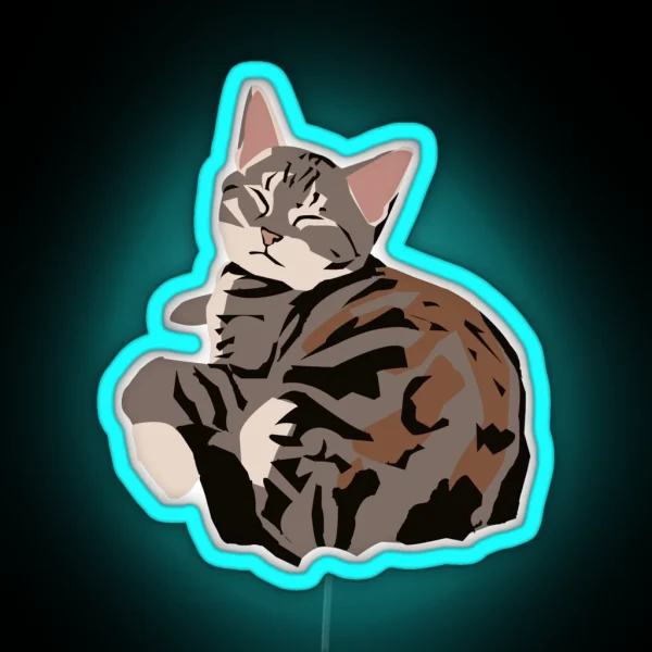 Gray Tabby Kitty RGB Neon Sign