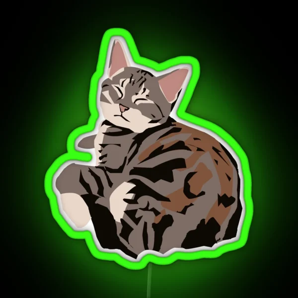 Gray Tabby Kitty RGB Neon Sign