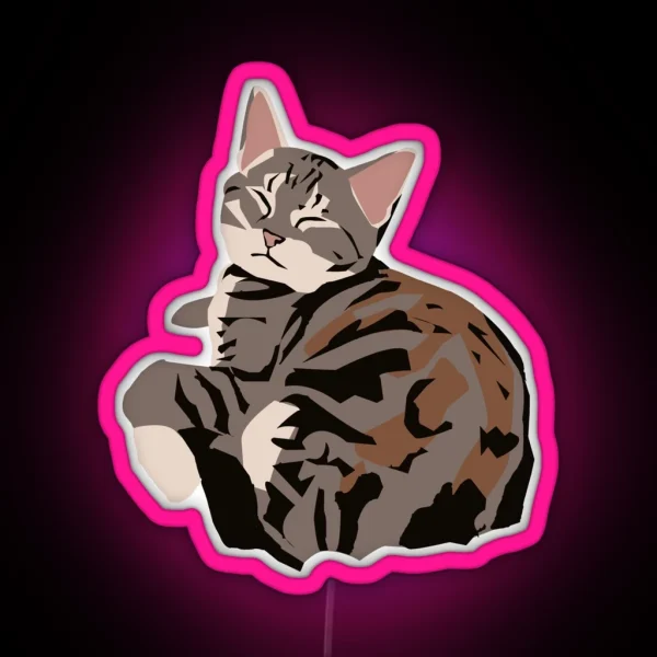 Gray Tabby Kitty RGB Neon Sign