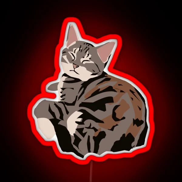 Gray Tabby Kitty RGB Neon Sign