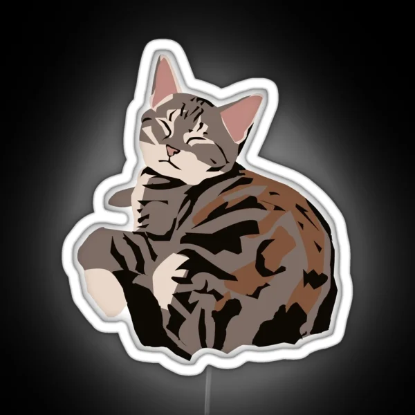 Gray Tabby Kitty RGB Neon Sign