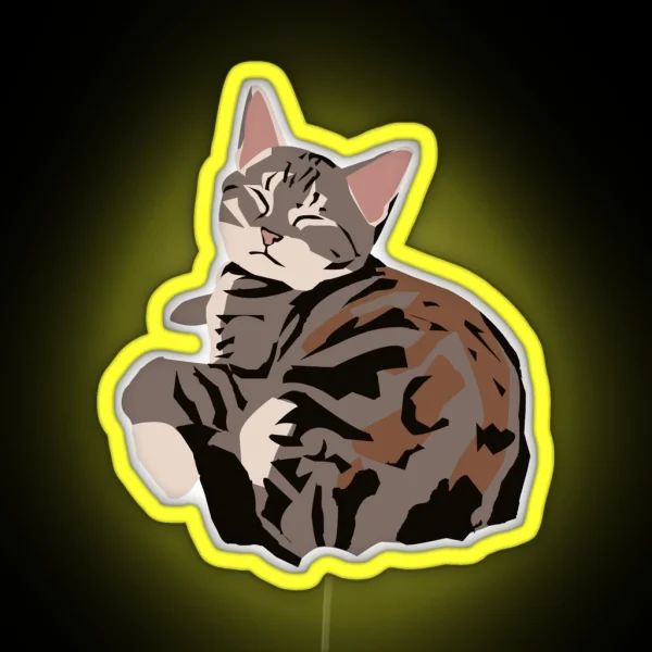Gray Tabby Kitty RGB Neon Sign
