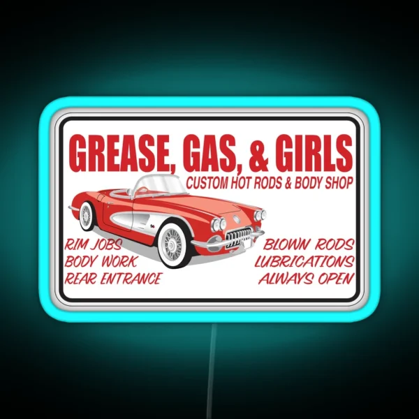 Grease Gas N Girls RGB Neon Sign