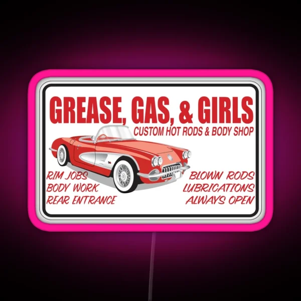 Grease Gas N Girls RGB Neon Sign