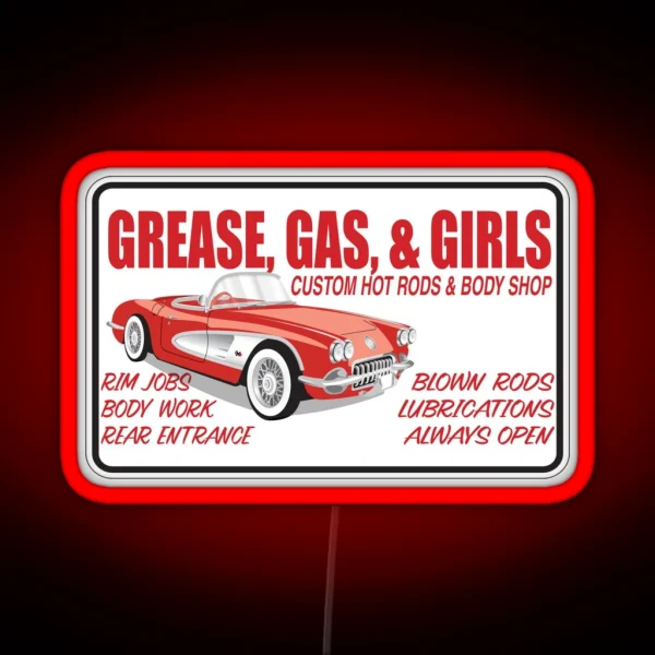 Grease Gas N Girls RGB Neon Sign
