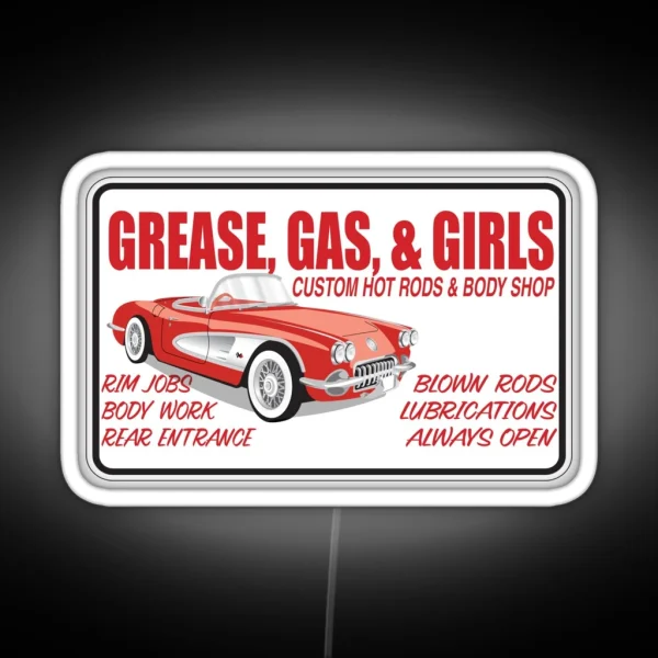 Grease Gas N Girls RGB Neon Sign