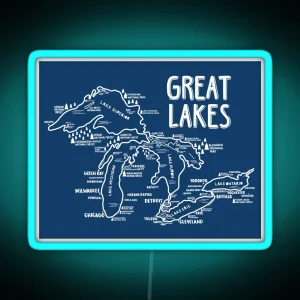 Great Lakes Map RGB Neon Sign