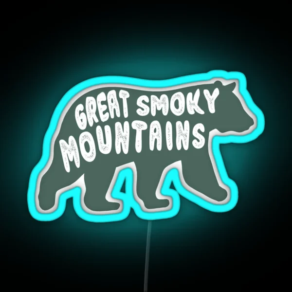 Great Smoky Mountains Bear In Green RGB Neon Sign