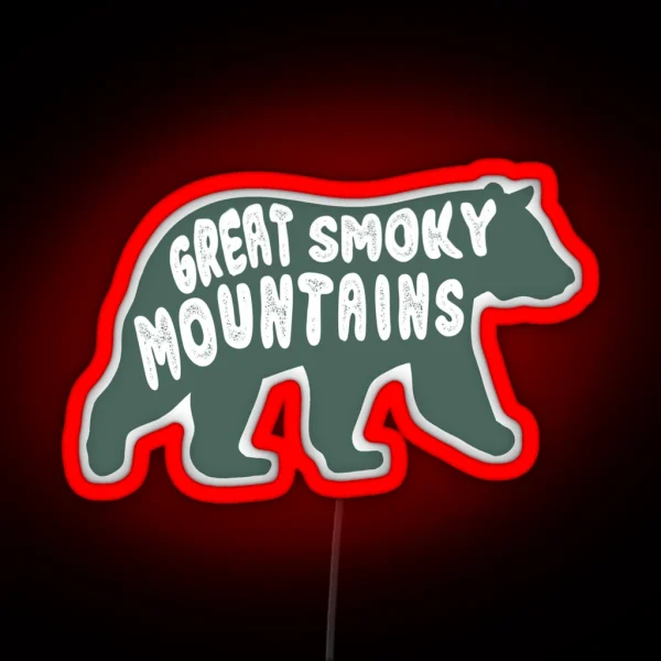 Great Smoky Mountains Bear In Green RGB Neon Sign