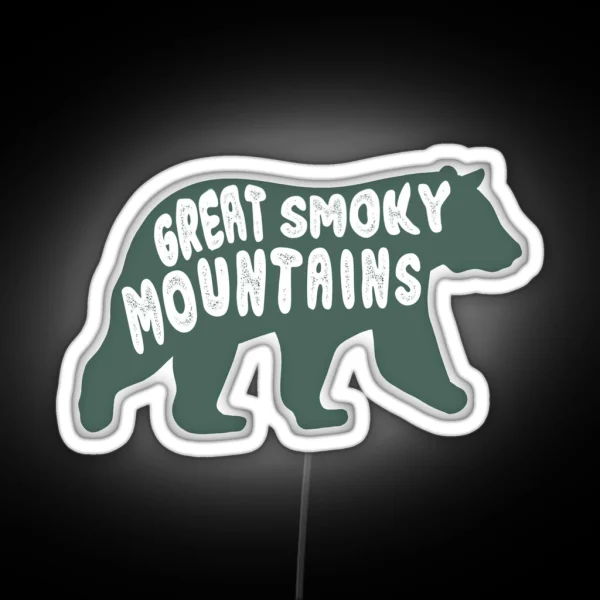 Great Smoky Mountains Bear In Green RGB Neon Sign