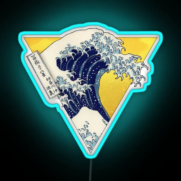 Great Wave Aesthetic Vaporwave Sunset Retro RGB Neon Sign