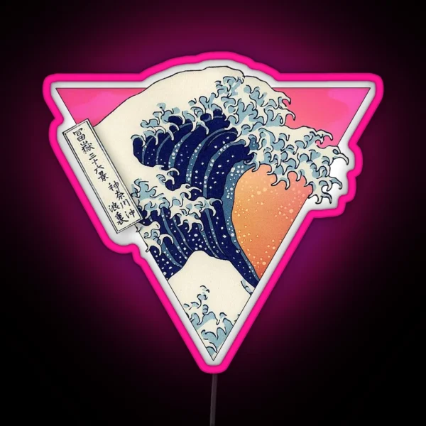 Great Wave Aesthetic Vaporwave Sunset Retro RGB Neon Sign