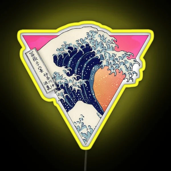 Great Wave Aesthetic Vaporwave Sunset Retro RGB Neon Sign