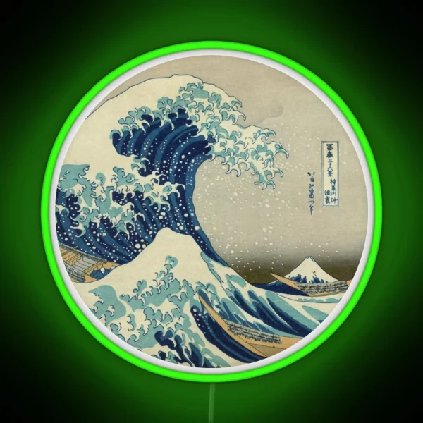 Great Wave Off Kanagawa Circle RGB Neon Sign