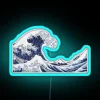 Vibrant Great Wave Art Decorative Sign with Color-Changing RGB Lighting