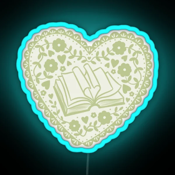 Green Bookish Heart RGB Neon Sign