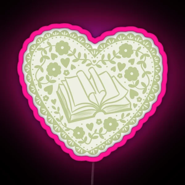 Green Bookish Heart RGB Neon Sign