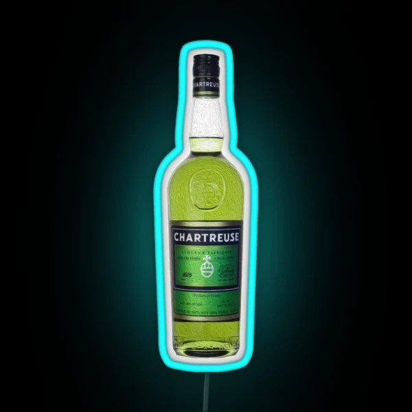 Green Chartreuse Bottle Oil Painting RGB Neon Sign