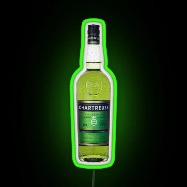 Green Chartreuse Bottle Oil Painting RGB Neon Sign