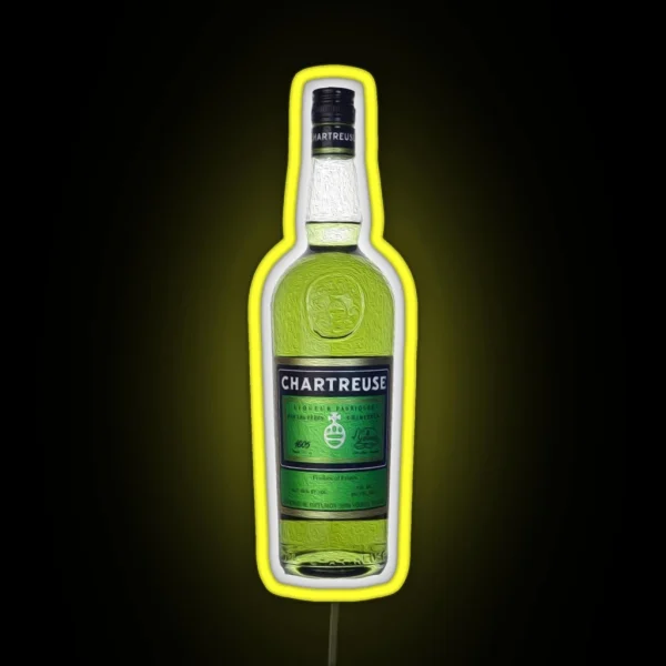 Green Chartreuse Bottle Oil Painting RGB Neon Sign