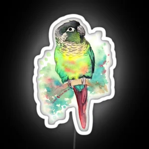 Green Cheek Conure In Watercolor RGB Neon Sign