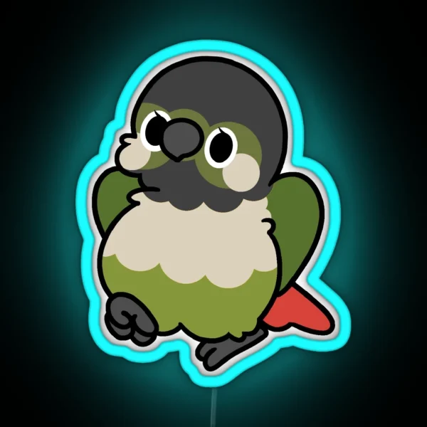 Green Cheek Conure Kawaii Birbs RGB Neon Sign