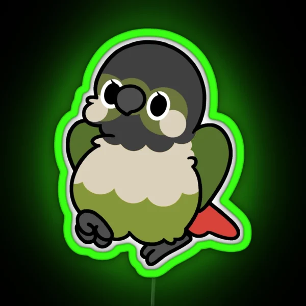 Green Cheek Conure Kawaii Birbs RGB Neon Sign
