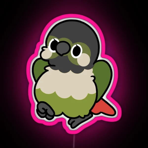 Green Cheek Conure Kawaii Birbs RGB Neon Sign