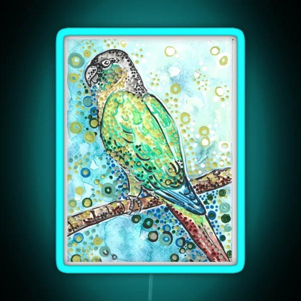 Green Cheek Conure Parrot Painting RGB Neon Sign
