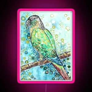 Green Cheek Conure Parrot Painting RGB Neon Sign