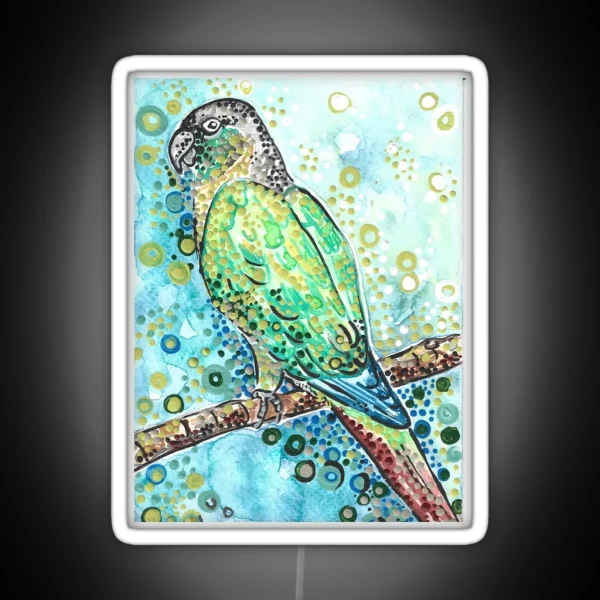 Green Cheek Conure Parrot Painting RGB Neon Sign