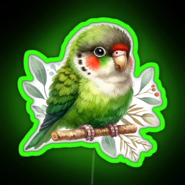 Green Cheek Conure RGB Neon Sign