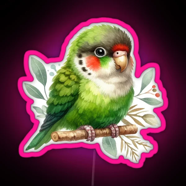 Green Cheek Conure RGB Neon Sign