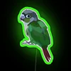 Vibrant RGB Neon Sign in Shape of a Green Cheek Conure