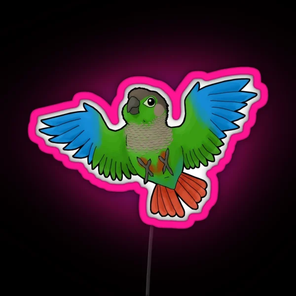 Green Cheeked Conure RGB Neon Sign