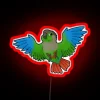 Vibrant Green Cheeked Parrot Inspired Neon Wall Decor Art Sign