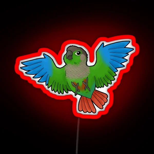 Green Cheeked Conure RGB Neon Sign