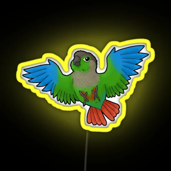 Green Cheeked Conure RGB Neon Sign