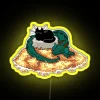 Vibrant Green Dragon cat treasure hunt glow in dark neon signage