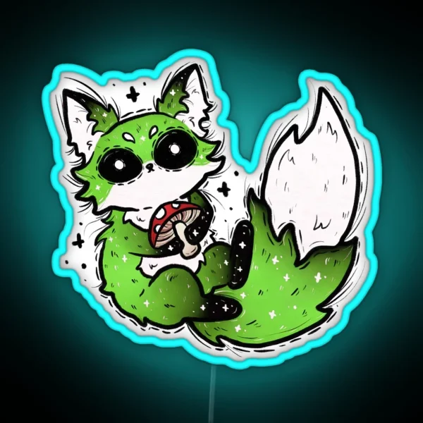 Green Fox With Mushroom RGB Neon Sign