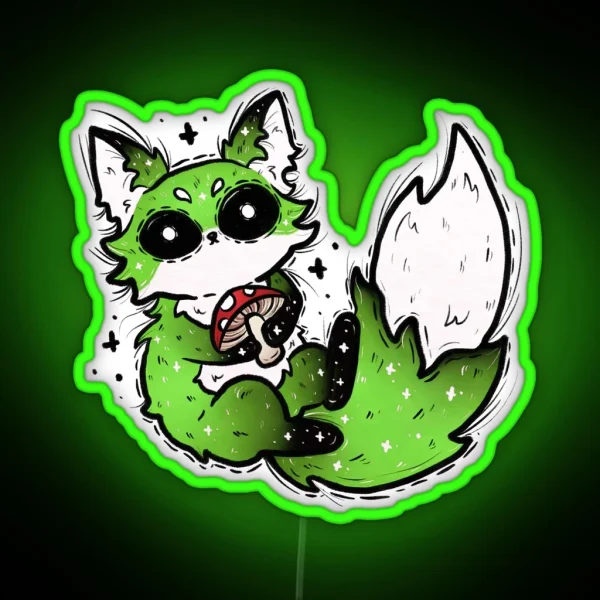 Green Fox With Mushroom RGB Neon Sign