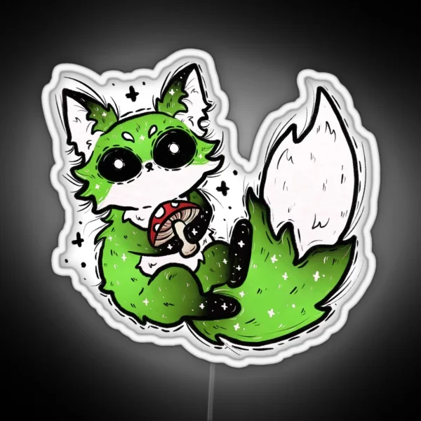 Green Fox With Mushroom RGB Neon Sign