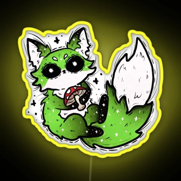 Green Fox With Mushroom RGB Neon Sign