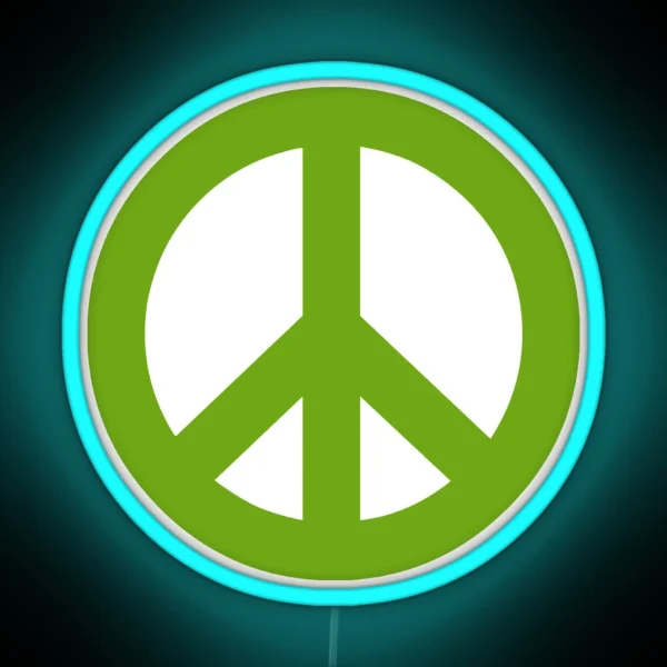 Green Peace Sign Symbol RGB Neon Sign