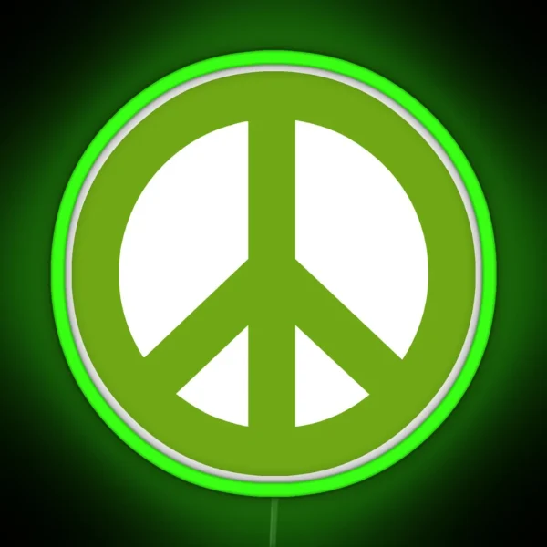 Green Peace Sign Symbol RGB Neon Sign